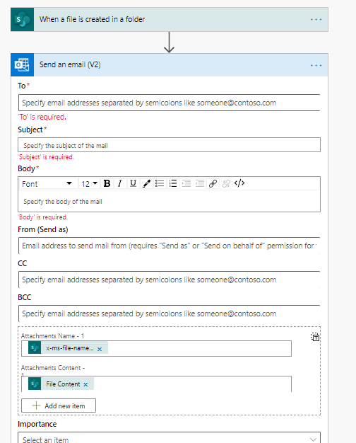 Example of a send an attachment in email